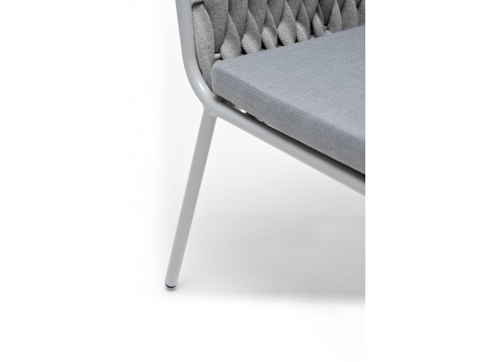 "Монако" стул плетеный из роупа, каркас алюминий светло-серый (RAL7035) муар, роуп светло-серый 40 мм, ткань светло-серая в Ростове-на-Дону