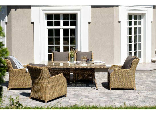 "Неаполь" обеденная группа плетеная из искусственного ротанга, цвет соломенный в Ростове-на-Дону