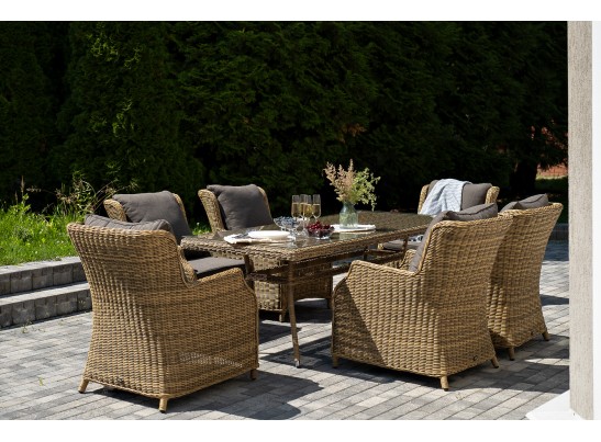 "Неаполь" обеденная группа плетеная из искусственного ротанга, цвет соломенный в Ростове-на-Дону