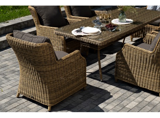 "Неаполь" обеденная группа плетеная из искусственного ротанга, цвет соломенный в Ростове-на-Дону