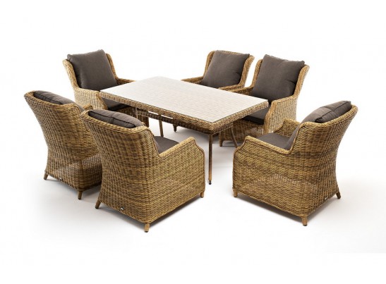 "Неаполь" обеденная группа плетеная из искусственного ротанга, цвет соломенный в Ростове-на-Дону