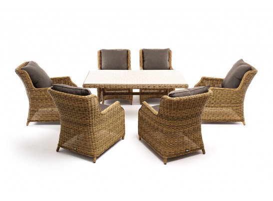 "Неаполь" обеденная группа плетеная из искусственного ротанга, цвет соломенный в Ростове-на-Дону