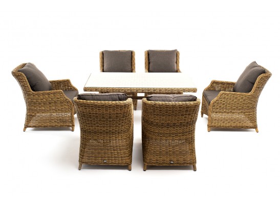 "Неаполь" обеденная группа плетеная из искусственного ротанга, цвет соломенный в Ростове-на-Дону