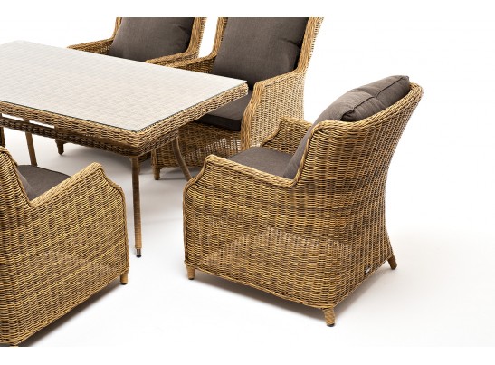 "Неаполь" обеденная группа плетеная из искусственного ротанга, цвет соломенный в Ростове-на-Дону