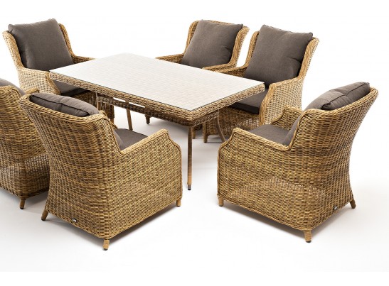 "Неаполь" обеденная группа плетеная из искусственного ротанга, цвет соломенный в Ростове-на-Дону