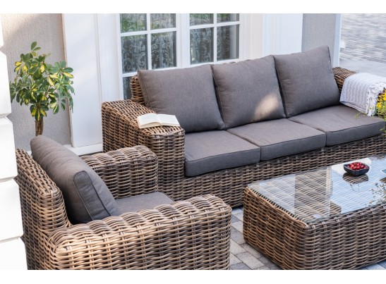 "Палермо" лаунж-зона из искусственного ротанга, цвет соломенный в Ростове-на-Дону