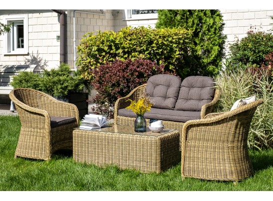 "Равенна" лаунж-зона из искусственного ротанга, цвет соломенный в Ростове-на-Дону