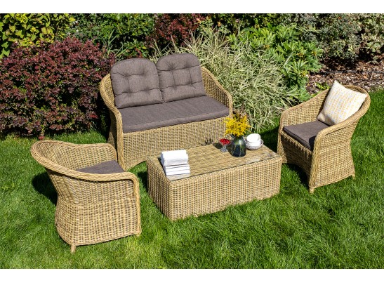 "Равенна" лаунж-зона из искусственного ротанга, цвет соломенный в Ростове-на-Дону