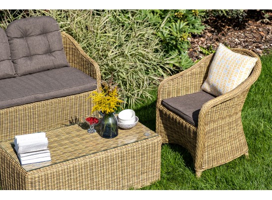 "Равенна" лаунж-зона из искусственного ротанга, цвет соломенный в Ростове-на-Дону