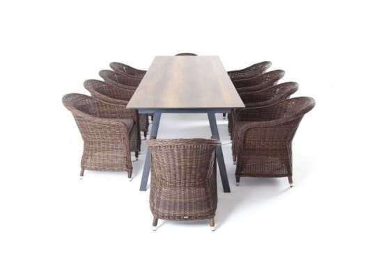 "Рио" обеденная группа на 10 персон, стол HPL "дуб", цвет коричневый в Ростове-на-Дону