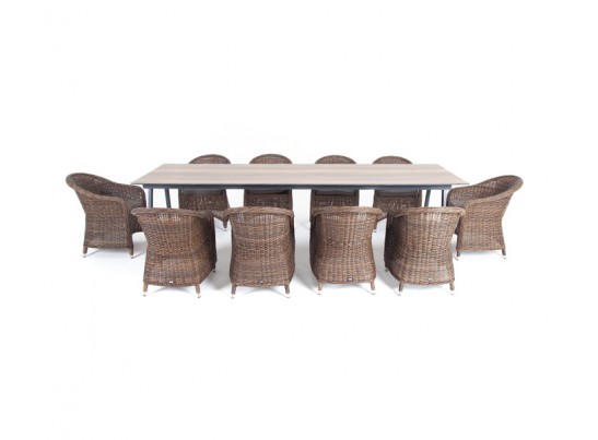 "Рио" обеденная группа на 10 персон, стол HPL "дуб", цвет коричневый в Ростове-на-Дону