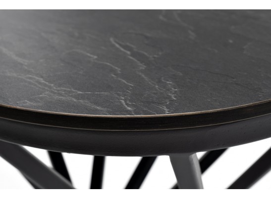 "Сантьяго" журнальный стол из HPL круглый Ø40 H55, каркас из стали темно-серый (RAL 7024), цвет столешницы "серый гранит" в Ростове-на-Дону