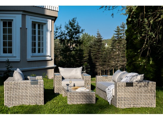 "Тито" лаунж-зона из искусственного ротанга, цвет серый в Ростове-на-Дону