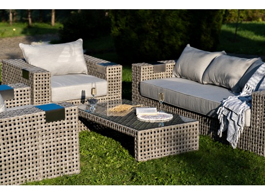 "Тито" лаунж-зона из искусственного ротанга, цвет серый в Ростове-на-Дону