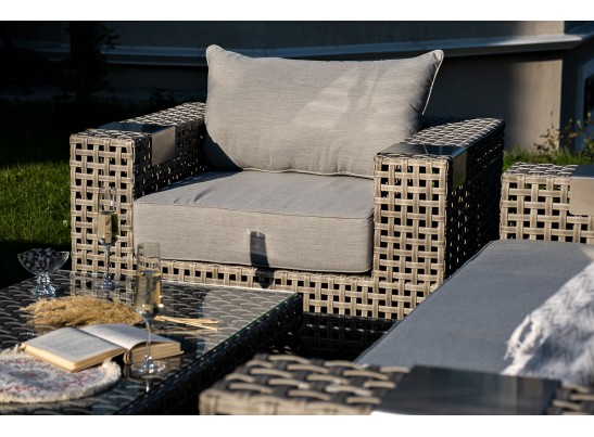 "Тито" лаунж-зона из искусственного ротанга, цвет серый в Ростове-на-Дону