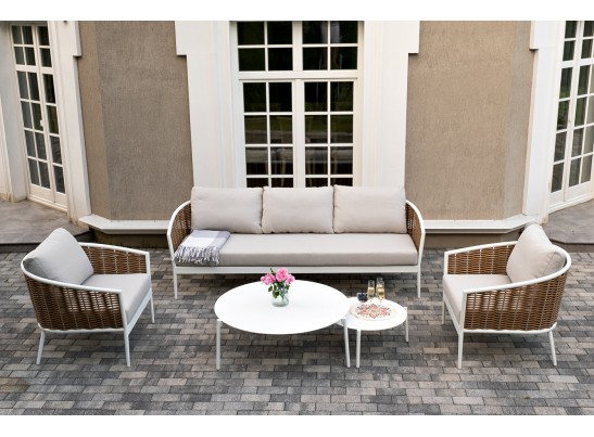 "Тоскана" лаунж-зона из искусственного ротанга, цвет соломенный в Ростове-на-Дону