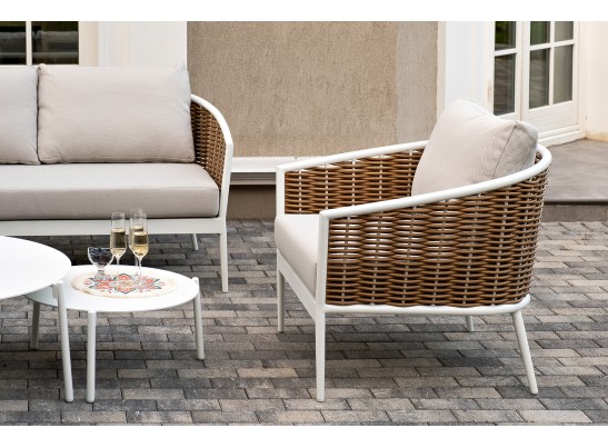 "Тоскана" лаунж-зона из искусственного ротанга, цвет соломенный в Ростове-на-Дону