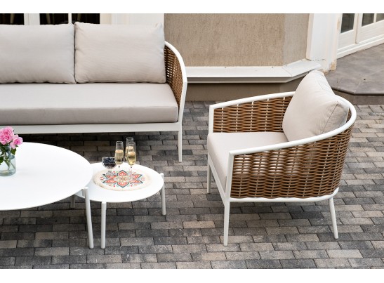 "Тоскана" лаунж-зона из искусственного ротанга, цвет соломенный в Ростове-на-Дону