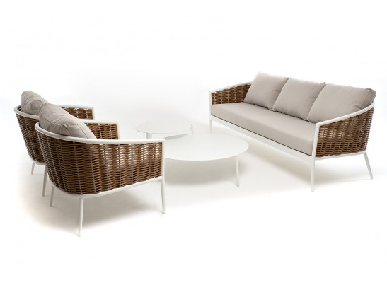 "Тоскана" лаунж-зона из искусственного ротанга, цвет соломенный в Ростове-на-Дону