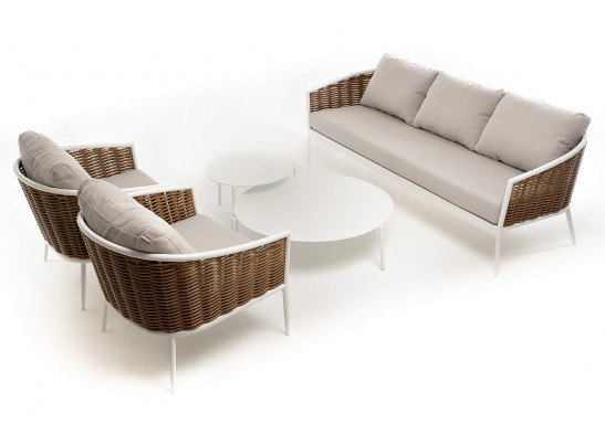 "Тоскана" лаунж-зона из искусственного ротанга, цвет соломенный в Ростове-на-Дону