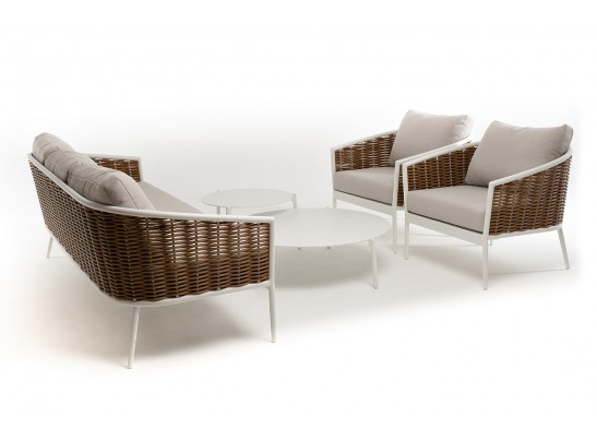 "Тоскана" лаунж-зона из искусственного ротанга, цвет соломенный в Ростове-на-Дону