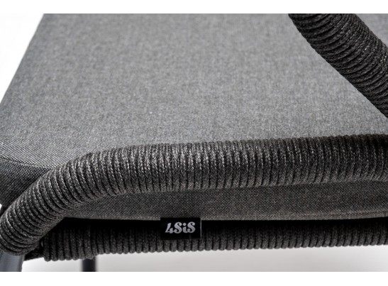 "Венето" обеденная группа на 6 персон со стульями "Милан", каркас темно-серый, роуп темно-серый в Ростове-на-Дону