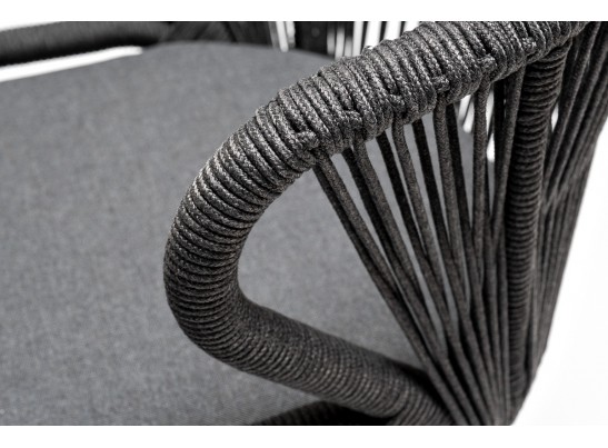 "Венето" обеденная группа на 6 персон со стульями "Милан", каркас темно-серый, роуп темно-серый в Ростове-на-Дону