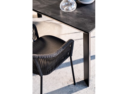 "Венето" обеденная группа на 4 персоны со стульями "Лион", каркас темно-серый, роуп темно-серый в Ростове-на-Дону