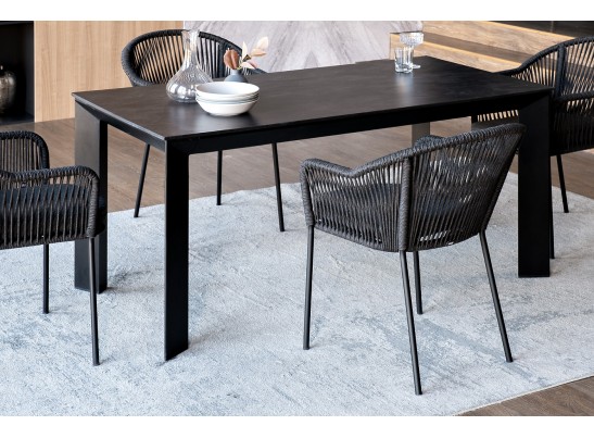 "Венето" обеденная группа на 4 персоны со стульями "Лион", каркас темно-серый, роуп темно-серый в Ростове-на-Дону