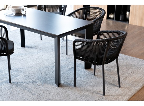 "Венето" обеденная группа на 4 персоны со стульями "Марсель", каркас темно-серый, роуп темно-серый в Ростове-на-Дону