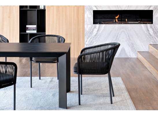 "Венето" обеденная группа на 4 персоны со стульями "Марсель", каркас темно-серый, роуп темно-серый в Ростове-на-Дону