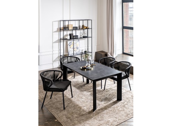 "Венето" обеденная группа на 4 персоны со стульями "Милан", каркас темно-серый, роуп темно-серый в Ростове-на-Дону