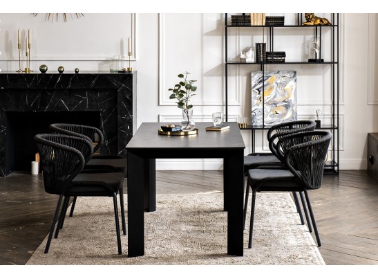 "Венето" обеденная группа на 4 персоны со стульями "Милан", каркас темно-серый, роуп темно-серый в Ростове-на-Дону