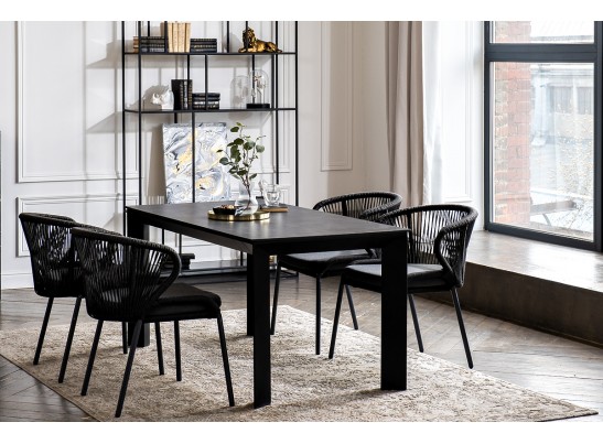 "Венето" обеденная группа на 4 персоны со стульями "Милан", каркас темно-серый, роуп темно-серый в Ростове-на-Дону