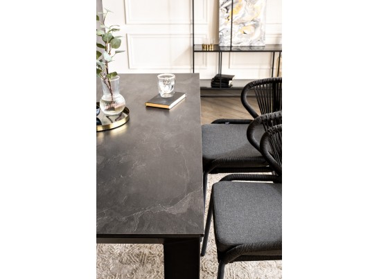 "Венето" обеденная группа на 4 персоны со стульями "Милан", каркас темно-серый, роуп темно-серый в Ростове-на-Дону