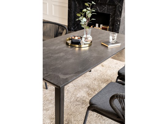 "Венето" обеденная группа на 4 персоны со стульями "Милан", каркас темно-серый, роуп темно-серый в Ростове-на-Дону