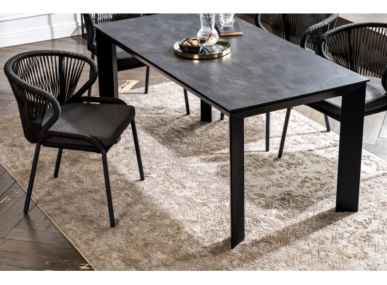 "Венето" обеденная группа на 4 персоны со стульями "Милан", каркас темно-серый, роуп темно-серый в Ростове-на-Дону