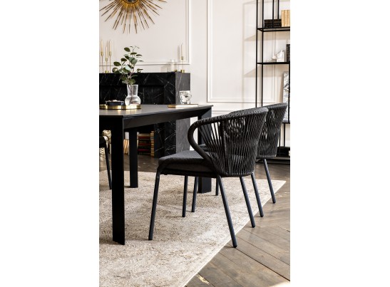 "Венето" обеденная группа на 4 персоны со стульями "Милан", каркас темно-серый, роуп темно-серый в Ростове-на-Дону