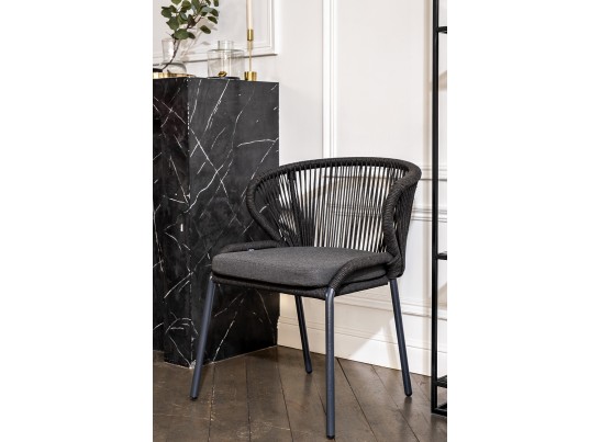 "Венето" обеденная группа на 4 персоны со стульями "Милан", каркас темно-серый, роуп темно-серый в Ростове-на-Дону