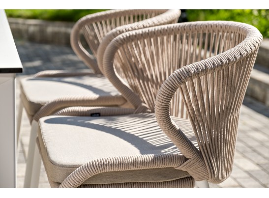 "Венето" обеденная группа на 6 персон со стульями "Милан", каркас белый, роуп бежевый в Ростове-на-Дону