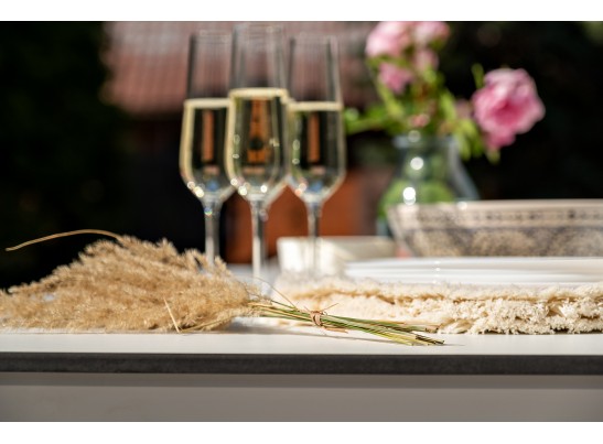 "Венето" обеденная группа на 6 персон со стульями "Милан", каркас белый, роуп бежевый в Ростове-на-Дону