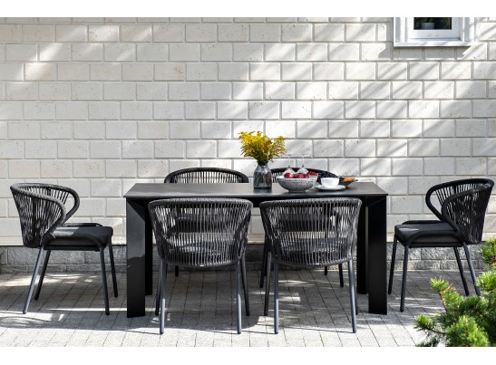 "Венето" обеденный стол из HPL 160х80см, цвет "серый гранит", каркас черный в Ростове-на-Дону