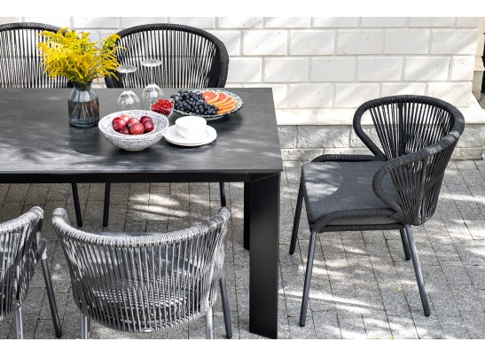 "Венето" обеденный стол из HPL 160х80см, цвет "серый гранит", каркас черный в Ростове-на-Дону