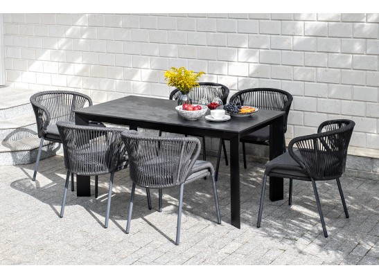 "Венето" обеденный стол из HPL 160х80см, цвет "серый гранит", каркас черный в Ростове-на-Дону