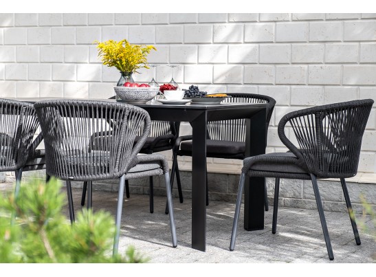 "Венето" обеденный стол из HPL 160х80см, цвет "серый гранит", каркас черный в Ростове-на-Дону