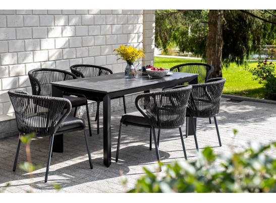 "Венето" обеденный стол из HPL 160х80см, цвет "серый гранит", каркас черный в Ростове-на-Дону