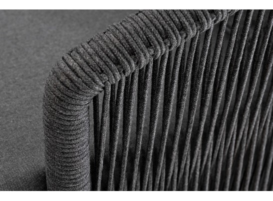 "Верона" диван 3-местный плетеный из роупа, каркас алюминий темно-серый (RAL7024) муар, роуп темно-серый круглый, ткань темно-серая 027 в Ростове-на-Дону