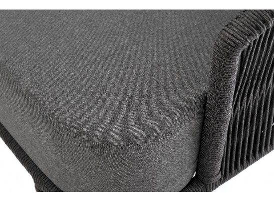 "Верона" диван 3-местный плетеный из роупа, каркас алюминий темно-серый (RAL7024) муар, роуп темно-серый круглый, ткань темно-серая 027 в Ростове-на-Дону