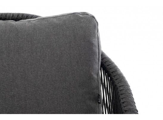 "Верона" диван 3-местный плетеный из роупа, каркас алюминий темно-серый (RAL7024) муар, роуп темно-серый круглый, ткань темно-серая 027 в Ростове-на-Дону