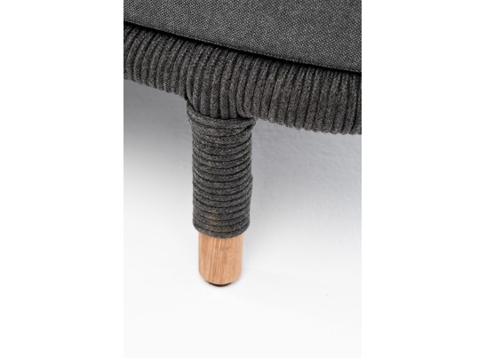 "Верона" диван 3-местный плетеный из роупа, каркас алюминий темно-серый (RAL7024) муар, роуп темно-серый круглый, ткань темно-серая 027 в Ростове-на-Дону